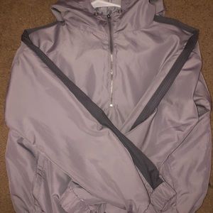 Windbreaker reflective material jacket.
